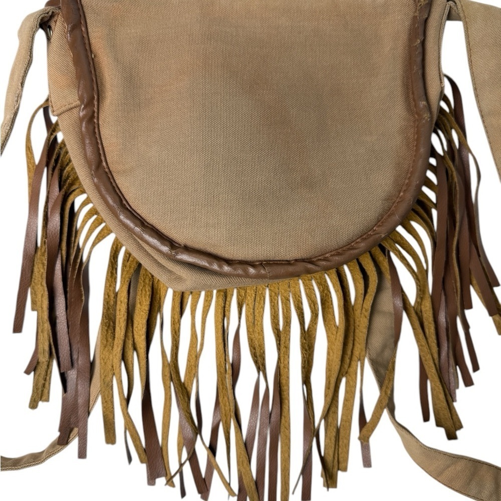 Beaded Fringe Crossbody Bag - Green turquoise and Brown 46” Strap Boho Country - Picture 8 of 12